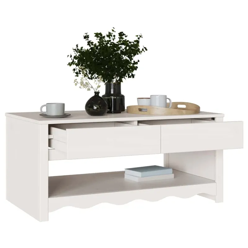 Kavos staliukas su stalčių Drammen Balta 99 x 55 x 45 cm