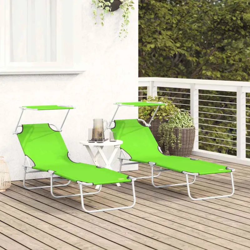 Saulės gultas 2 pcs Žalia 58 x 188 x 77 cm Poliesteris