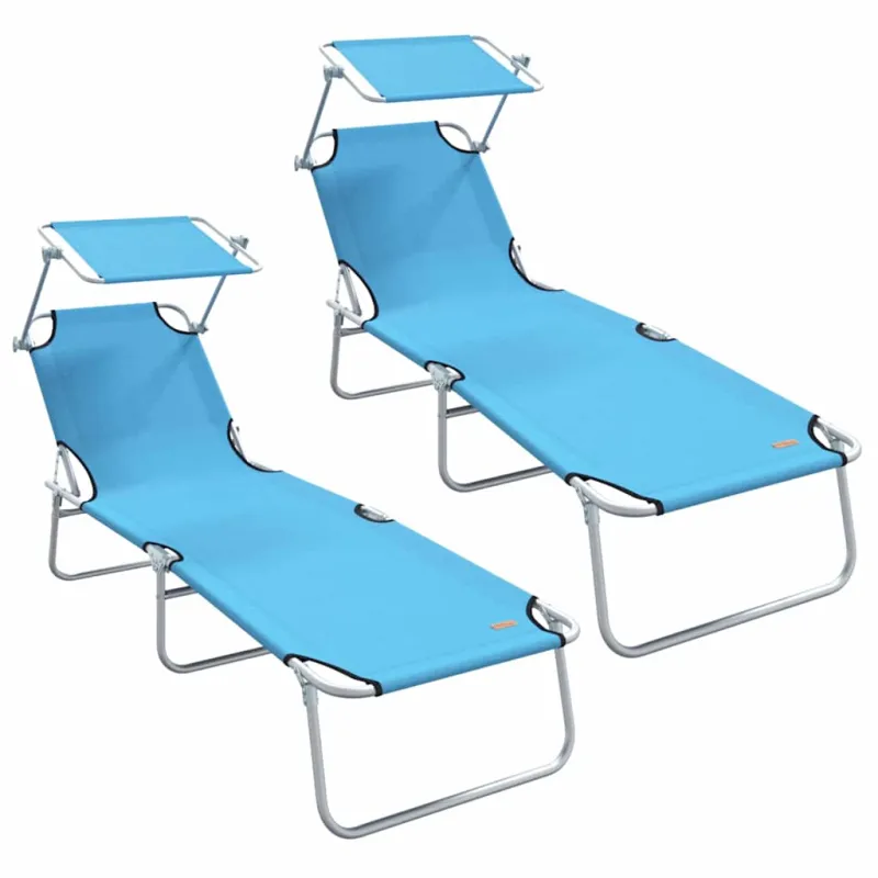 Saulės gultas 2 pcs Ryškiai mėlyna 58 x 188 x 77 cm Poliesteris