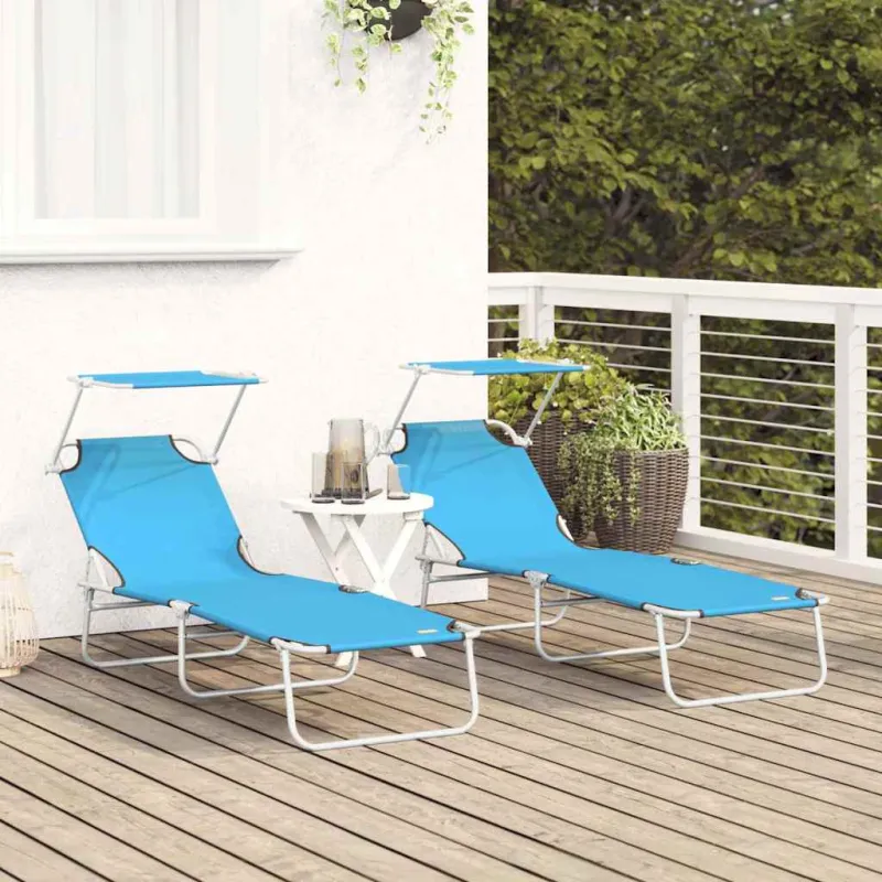 Saulės gultas 2 pcs Ryškiai mėlyna 58 x 188 x 77 cm Poliesteris