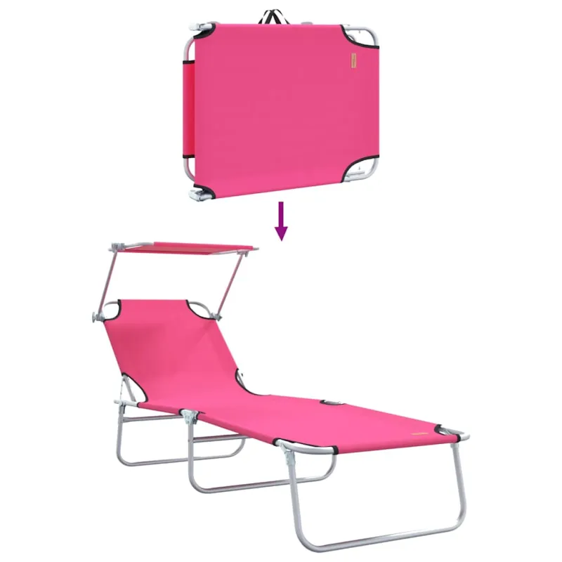 Saulės gultas 2 pcs Rožinė 58 x 188 x 77 cm Poliesteris