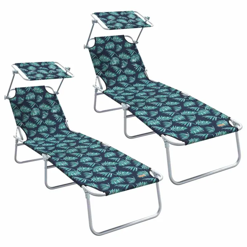 Saulės gultas 2 pcs Žalia 58 x 188 x 77 cm Poliesteris