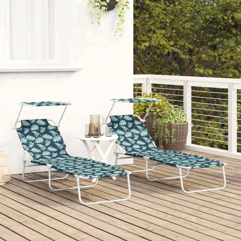 Saulės gultas 2 pcs Žalia 58 x 188 x 77 cm Poliesteris