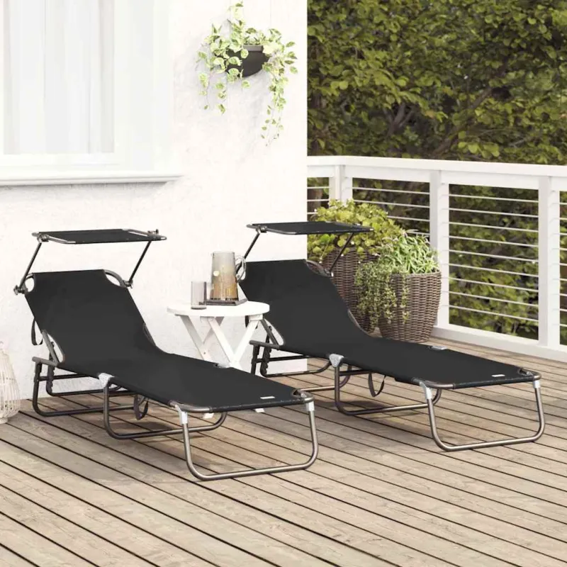 Sulankstomas gultas 2 pcs Juoda 190 x 57 x 81 cm Oksfordas