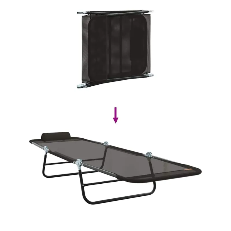 Sulankstomas gultas Juoda 182 x 55 x 85,5 cm Tekstilenas