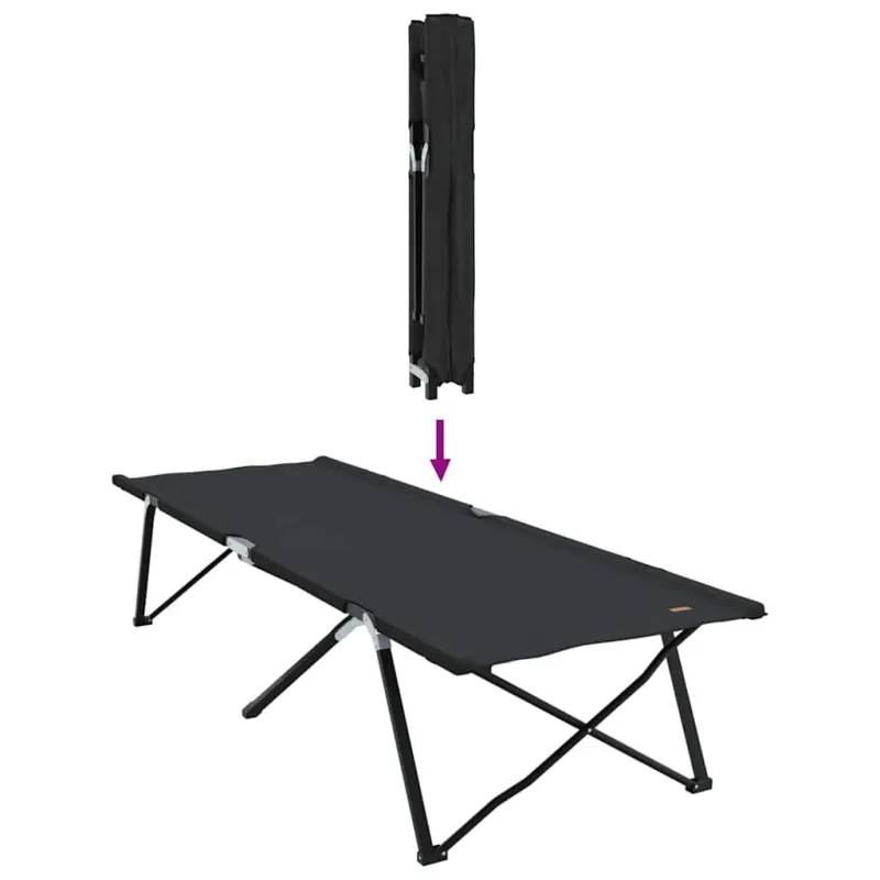 Sulankstoma Kempingo Lova Juoda 206 x 76 x 74 cm
