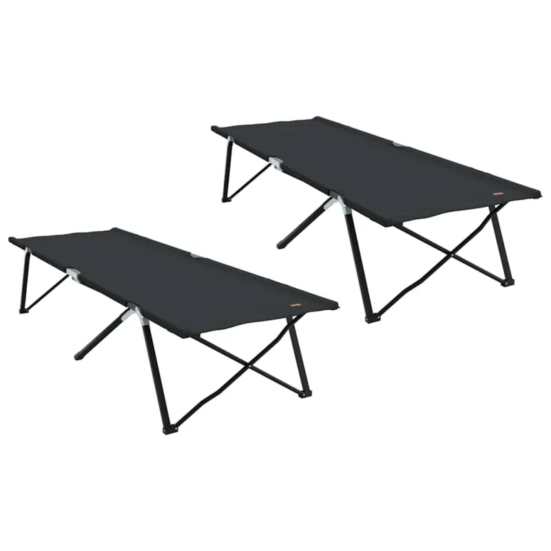 Sulankstoma Kempingo Lova 2 pcs Juoda 206 x 76 x 74 cm