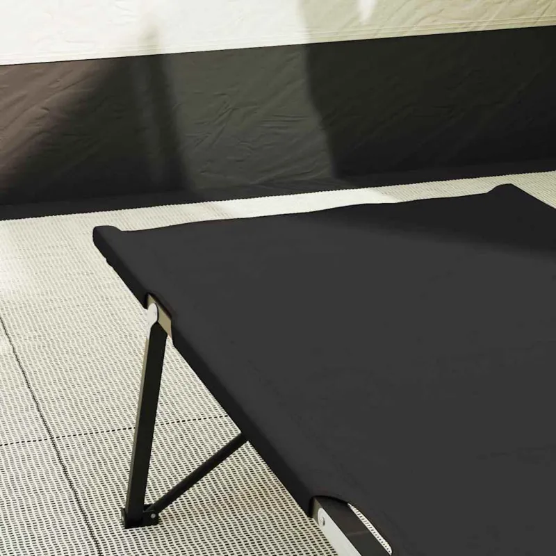 Sulankstoma Kempingo Lova 2 pcs Juoda 206 x 76 x 74 cm