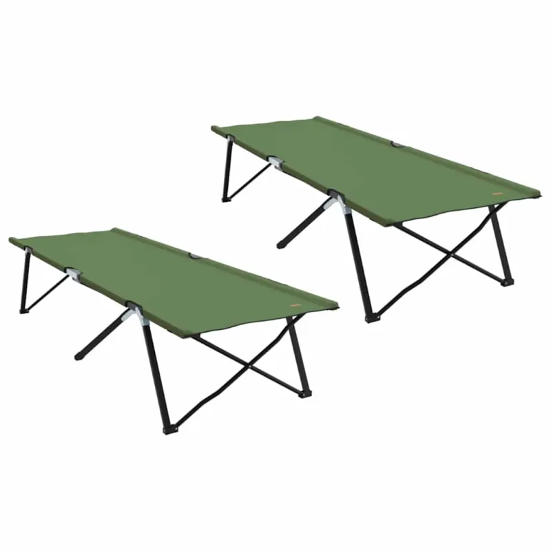 Sulankstoma Kempingo Lova 2 pcs Žalia 206 x 76 x 74 cm