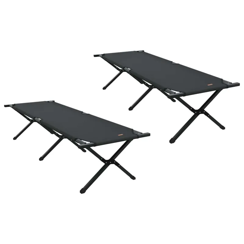 Sulankstoma Kempingo Lova 2 pcs Juoda 193 x 69 x 45 cm