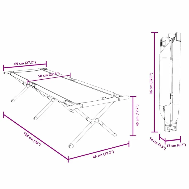 Sulankstoma Kempingo Lova 2 pcs Raudona 193 x 69 x 45 cm
