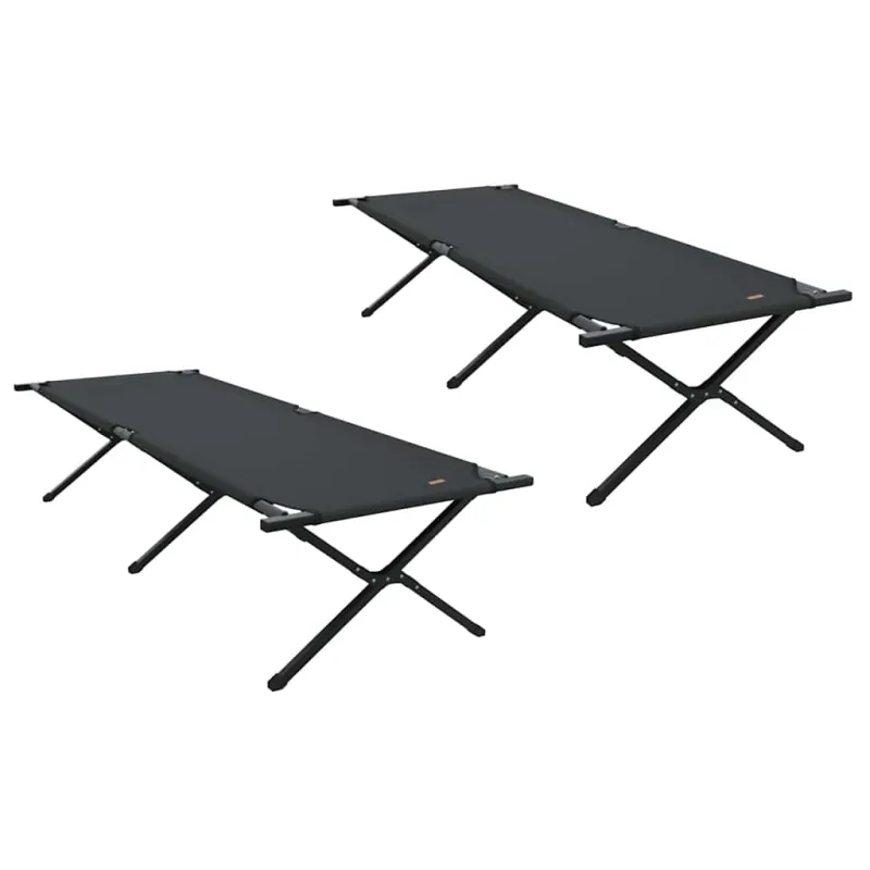 Sulankstoma Kempingo Lova 2 pcs Juoda 210 x 80 x 46 cm