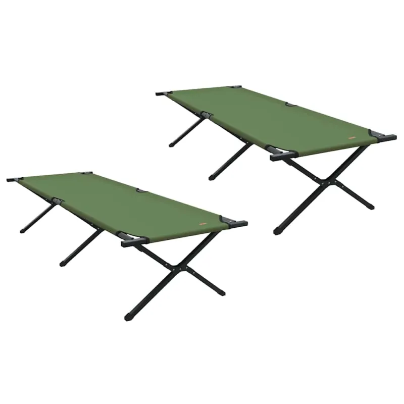 Sulankstoma Kempingo Lova 2 pcs Žalia 210 x 80 x 46 cm
