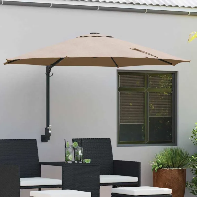 Sodo skėtis Taupe 248 x 248 x 148 cm Poliesteris ir plienas