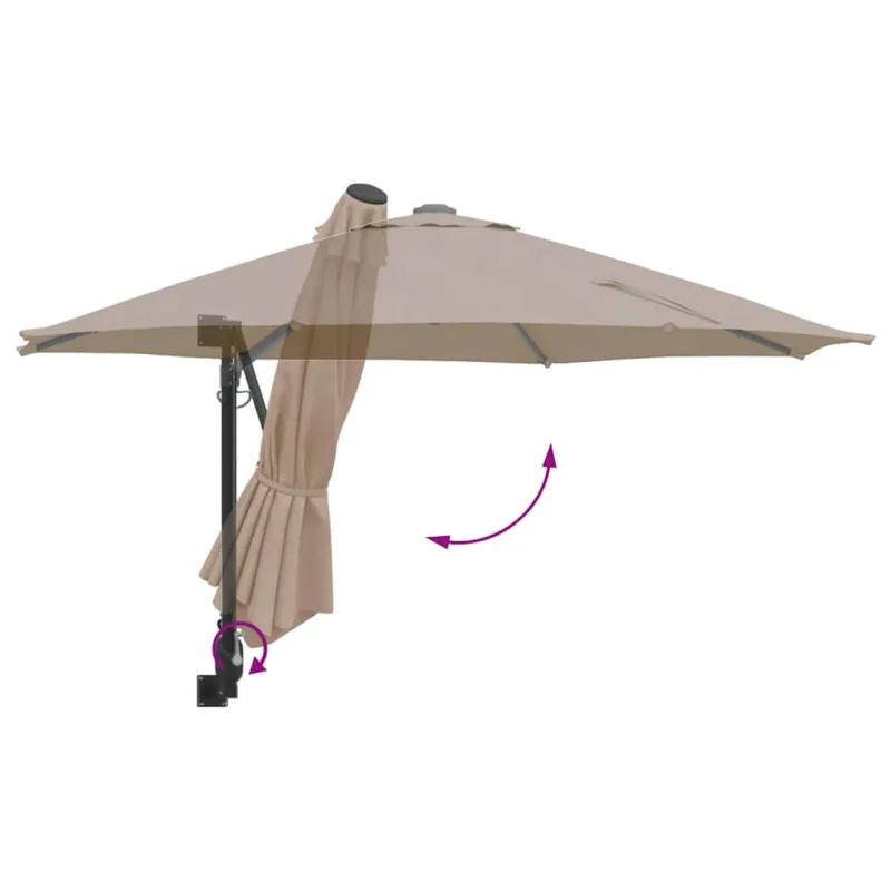Sodo skėtis Taupe 248 x 248 x 148 cm Poliesteris ir plienas