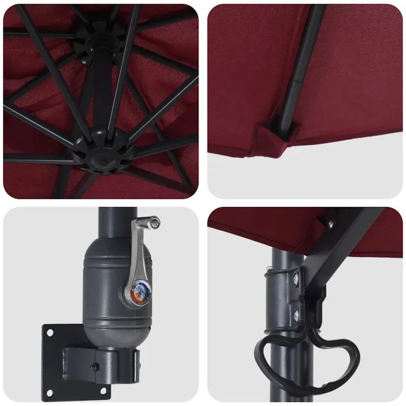 Sodo skėtis Bordo raudona 248 x 248 x 148 cm