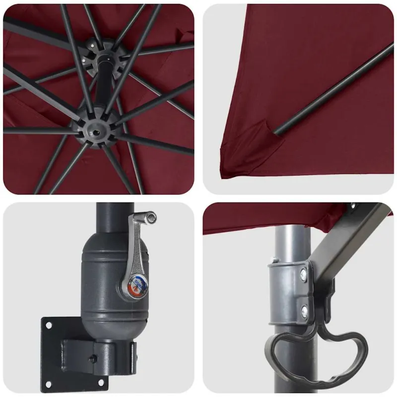 Sodo skėtis Bordo raudona 248,5 x 247,5 x 160 cm