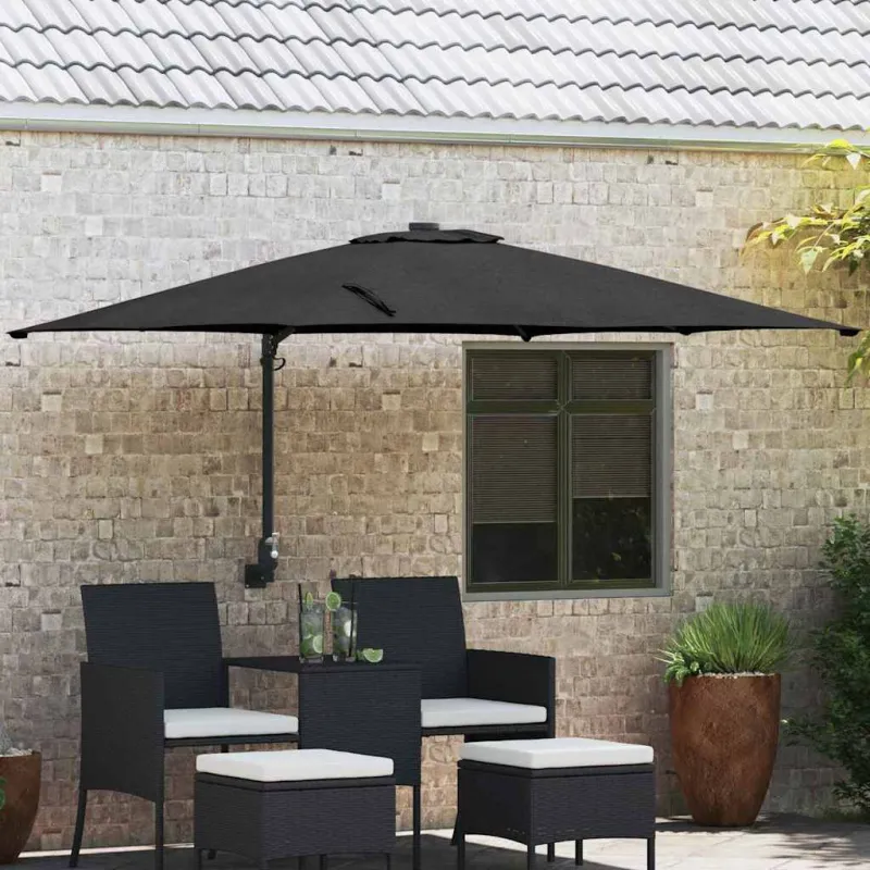 Sodo skėtis Juoda 248,5 x 247,5 x 160 cm Poliesteris ir plienas