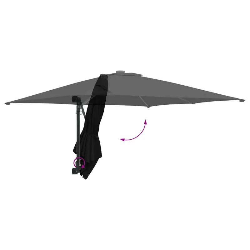 Sodo skėtis Juoda 248,5 x 247,5 x 160 cm Poliesteris ir plienas