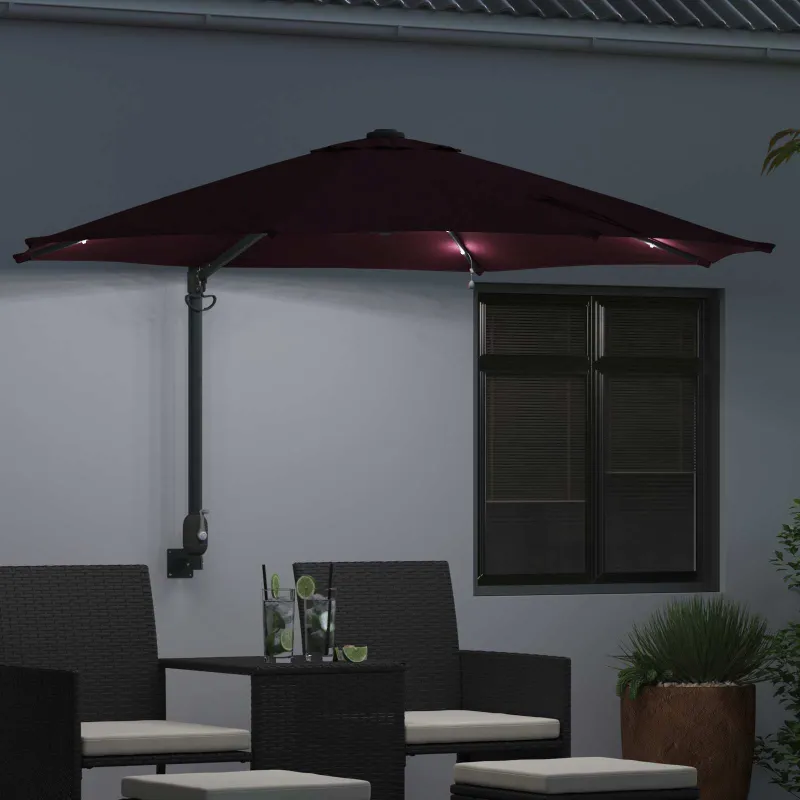 Sodo skėtis Bordo raudona 248 x 248 x 148 cm