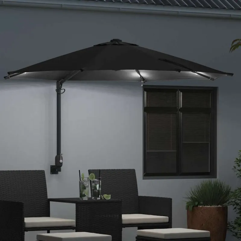 Sodo skėtis Juoda 248 x 248 x 148 cm Poliesteris ir plienas