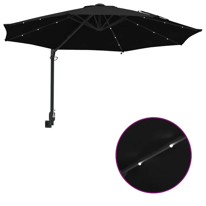 Sodo skėtis Juoda 248 x 248 x 148 cm Poliesteris ir plienas