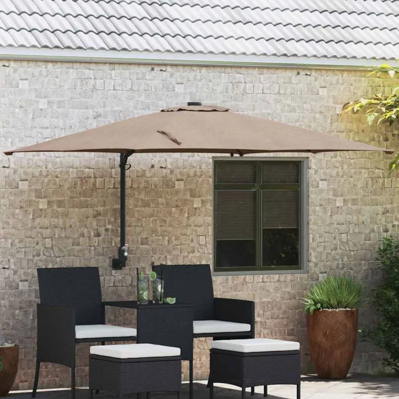 Sodo skėtis Taupe 248,5 x 247,5 x 160 cm Poliesteris ir plienas