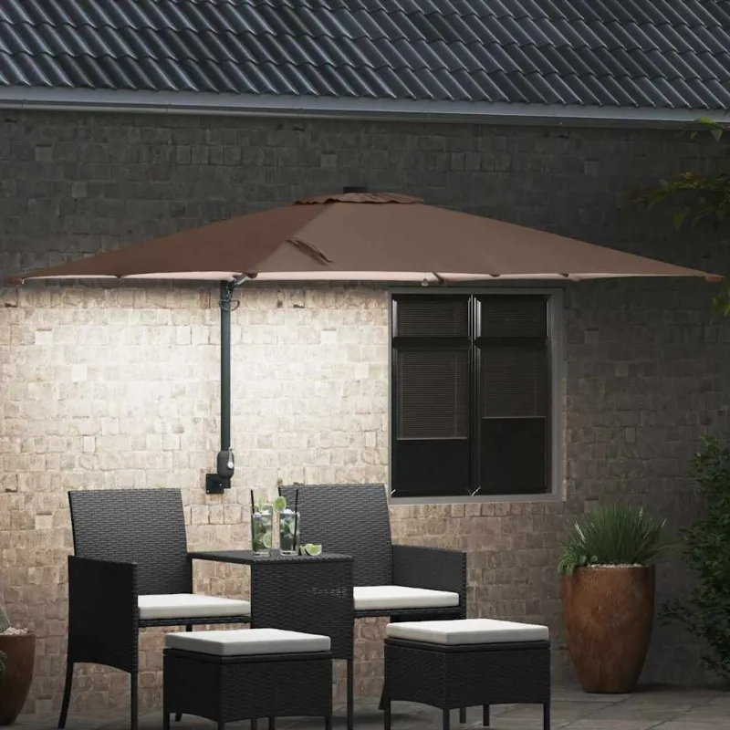 Sodo skėtis Taupe 248,5 x 247,5 x 160 cm Poliesteris ir plienas