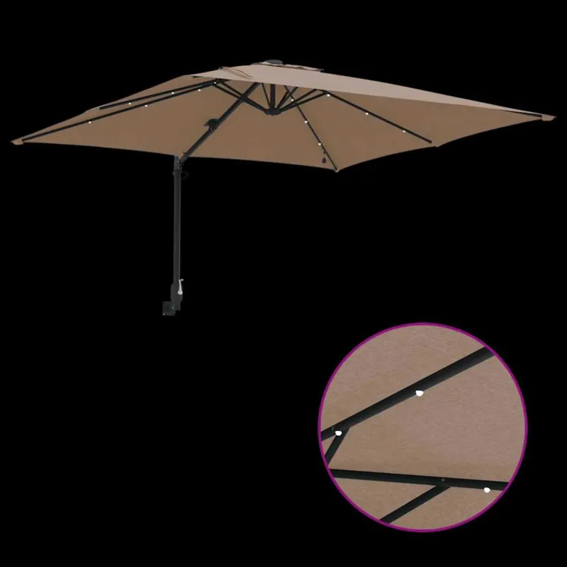 Sodo skėtis Taupe 248,5 x 247,5 x 160 cm Poliesteris ir plienas