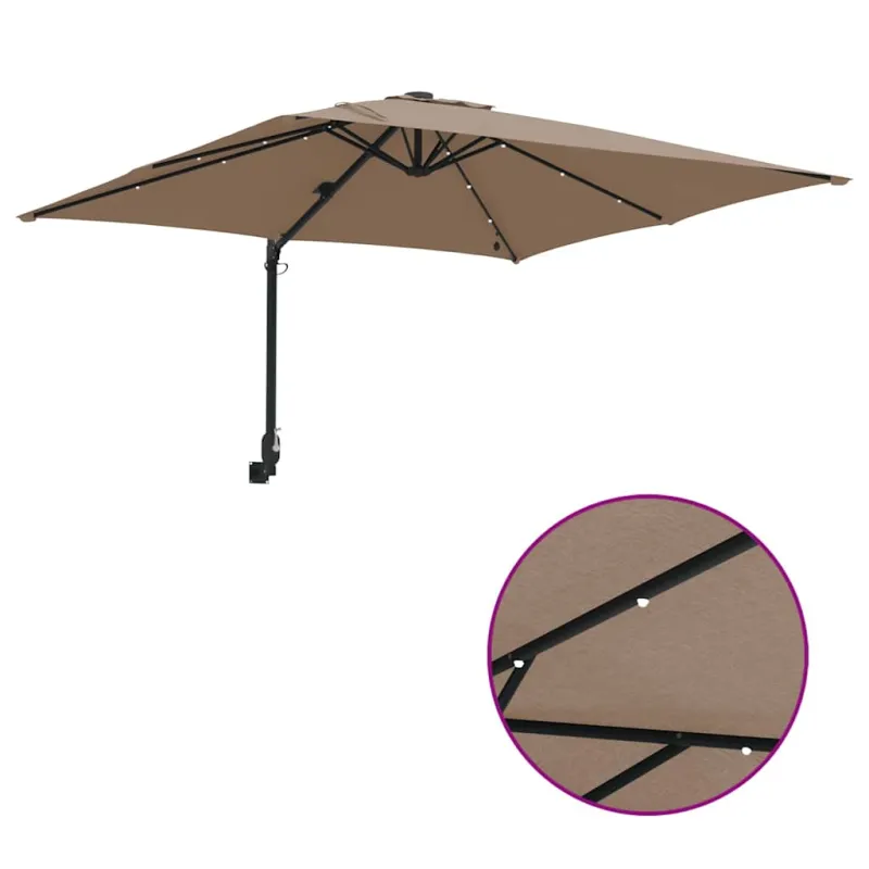 Sodo skėtis Taupe 248,5 x 247,5 x 160 cm Poliesteris ir plienas
