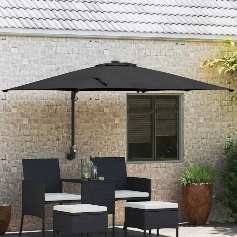 Sodo skėtis Juoda 248,5 x 247,5 x 160 cm Poliesteris ir plienas
