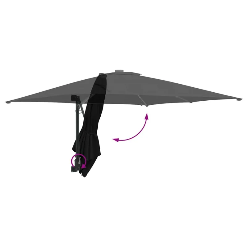 Sodo skėtis Juoda 248,5 x 247,5 x 160 cm Poliesteris ir plienas