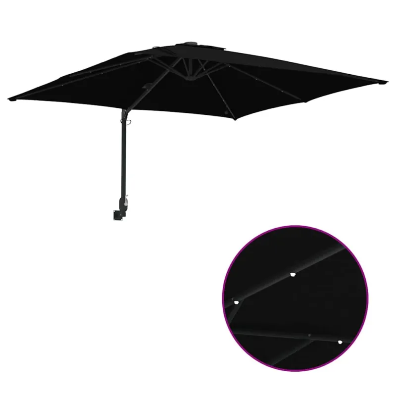 Sodo skėtis Juoda 248,5 x 247,5 x 160 cm Poliesteris ir plienas