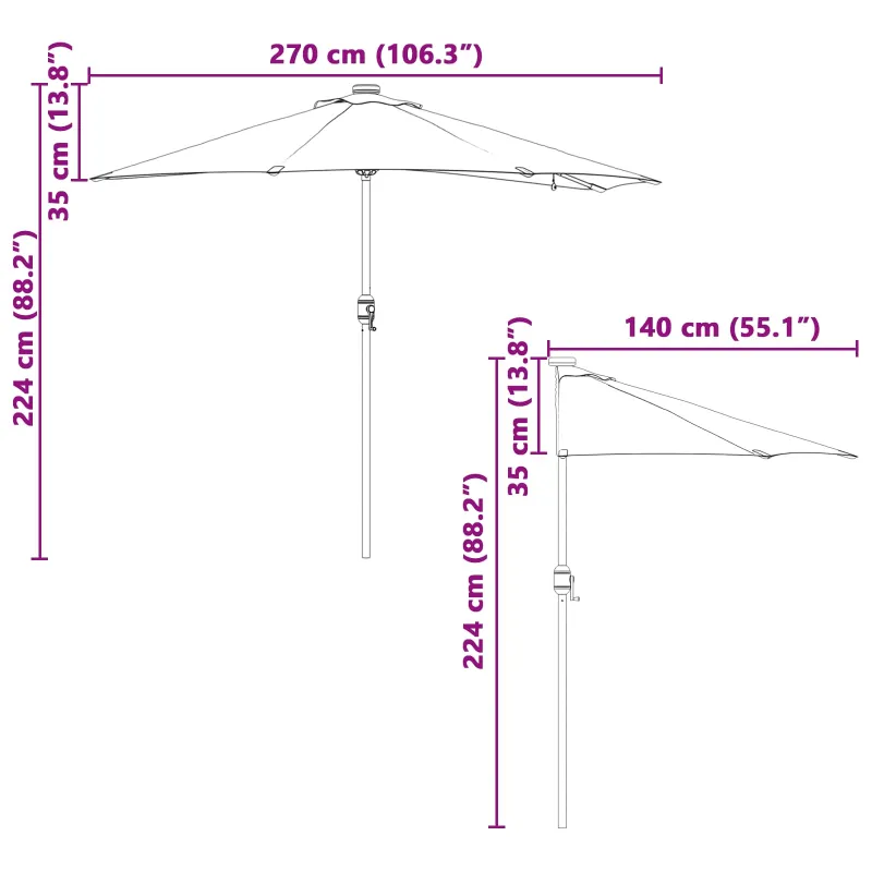 Sodo skėtis Antracitas 294 x 150 x 223 cm