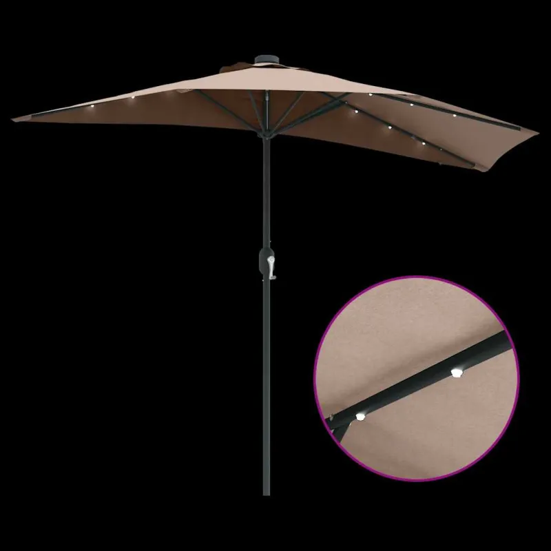 Sodo skėtis Taupe 294 x 150 x 223 cm Poliesteris ir plienas