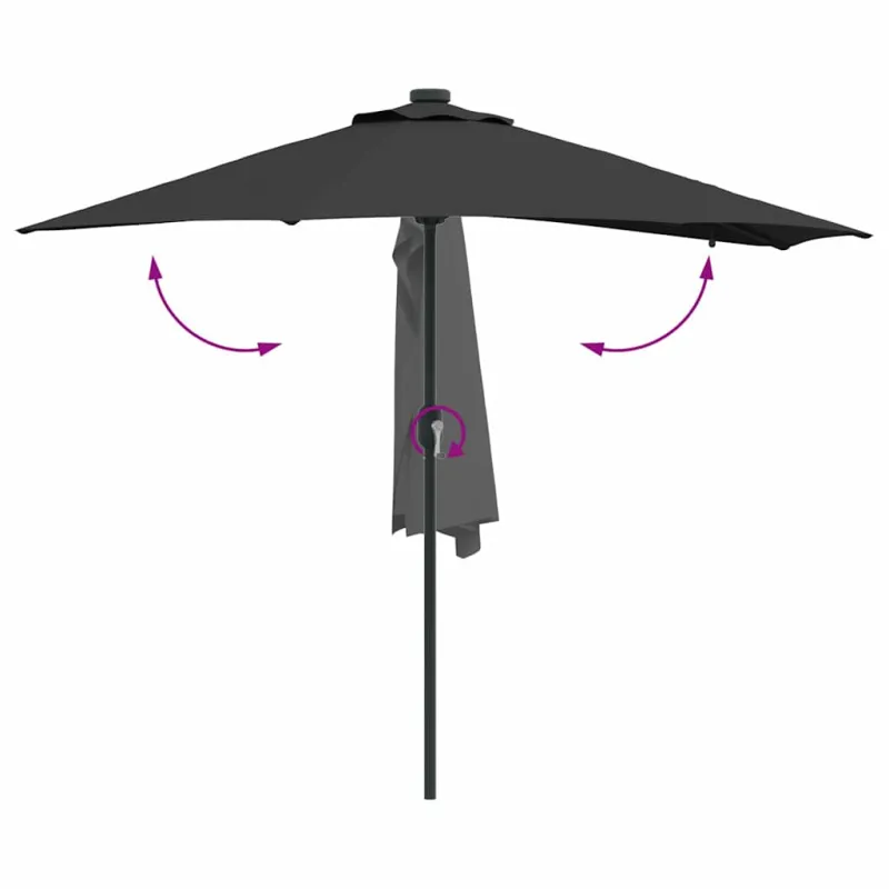 Sodo skėtis Juoda 294 x 150 x 223 cm Poliesteris ir plienas