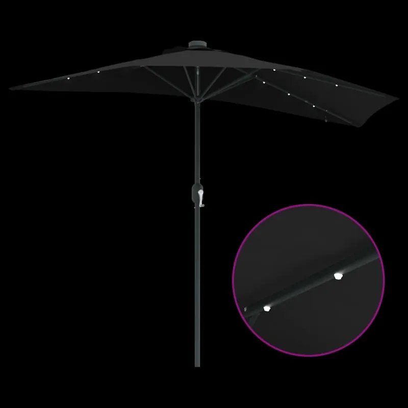 Sodo skėtis Juoda 294 x 150 x 223 cm Poliesteris ir plienas