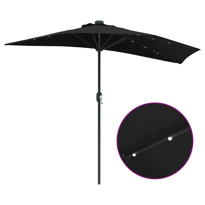 Sodo skėtis Juoda 294 x 150 x 223 cm Poliesteris ir plienas