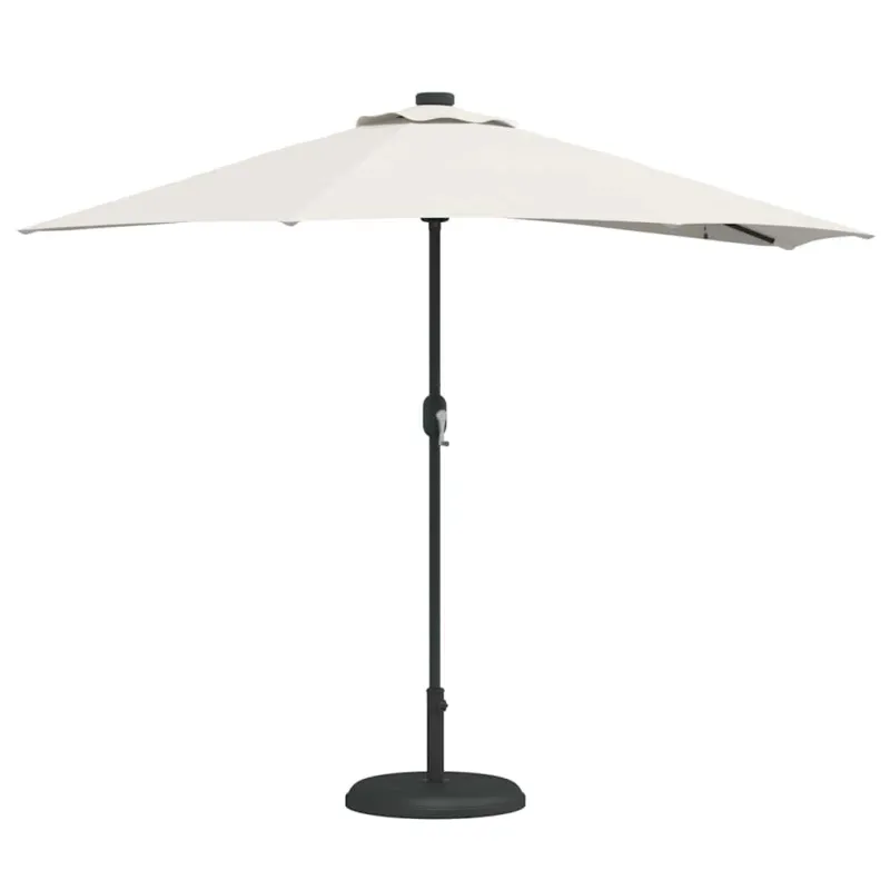 Sodo skėtis Smėlio 294 x 150 x 224 cm Poliesteris ir plienas