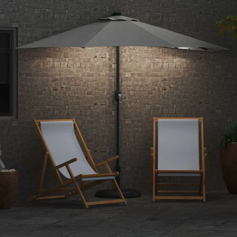 Sodo skėtis Smėlio 294 x 150 x 224 cm Poliesteris ir plienas