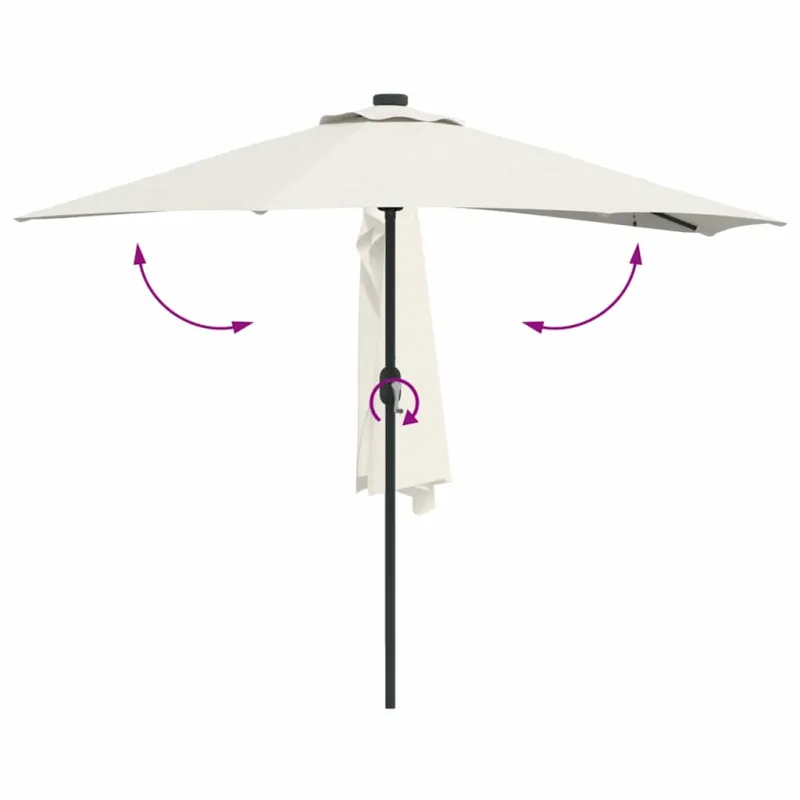 Sodo skėtis Smėlio 294 x 150 x 224 cm Poliesteris ir plienas
