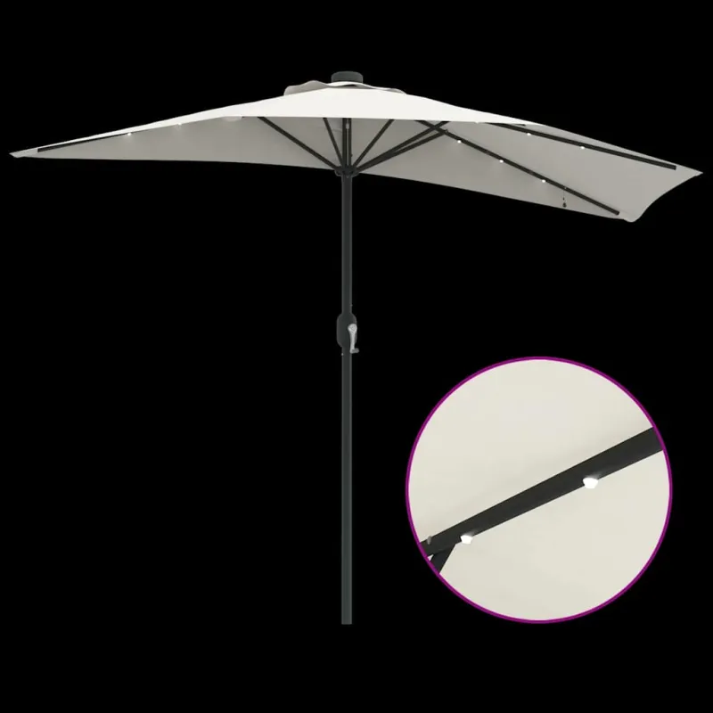 Sodo skėtis Smėlio 294 x 150 x 224 cm Poliesteris ir plienas