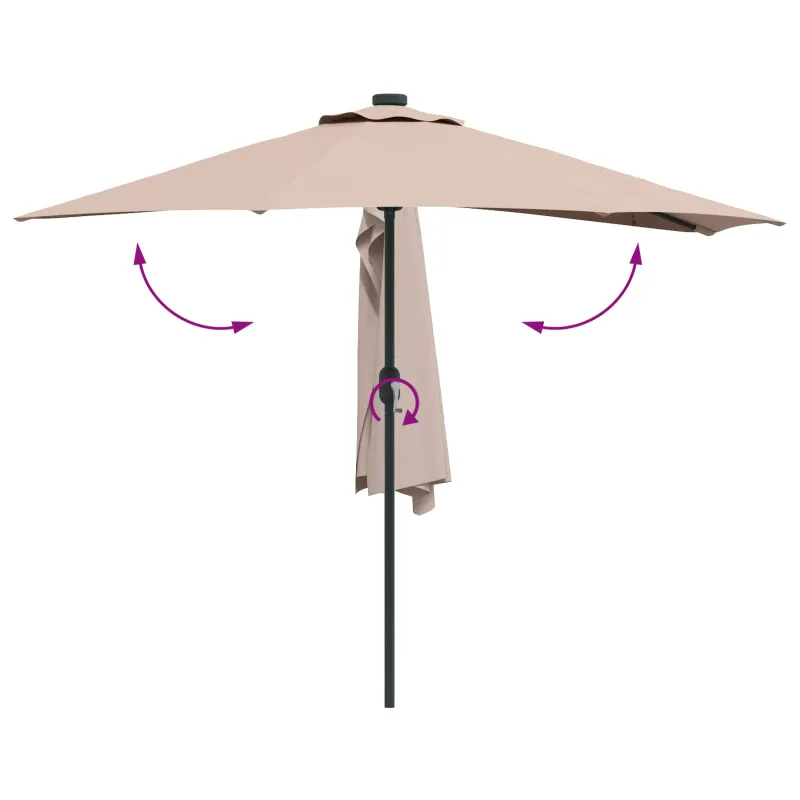 Sodo skėtis Taupe 294 x 150 x 224 cm Poliesteris ir plienas