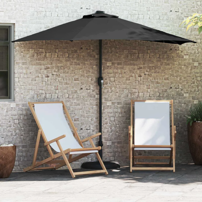 Sodo skėtis Juoda 294 x 150 x 224 cm Poliesteris ir plienas
