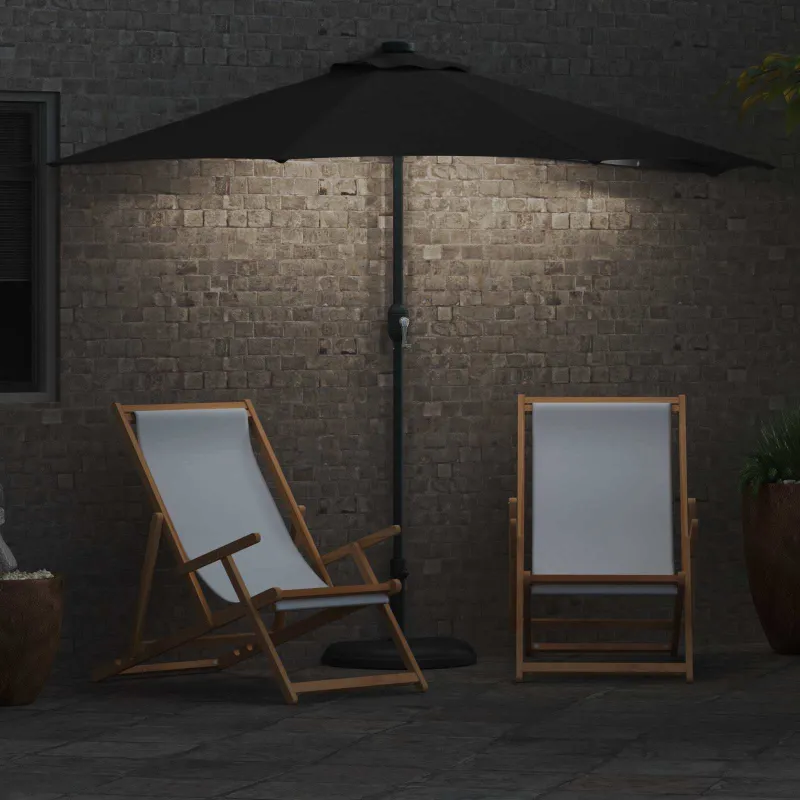 Sodo skėtis Juoda 294 x 150 x 224 cm Poliesteris ir plienas