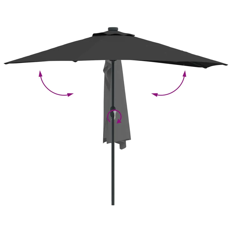 Sodo skėtis Juoda 294 x 150 x 224 cm Poliesteris ir plienas