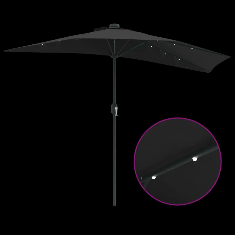 Sodo skėtis Juoda 294 x 150 x 224 cm Poliesteris ir plienas