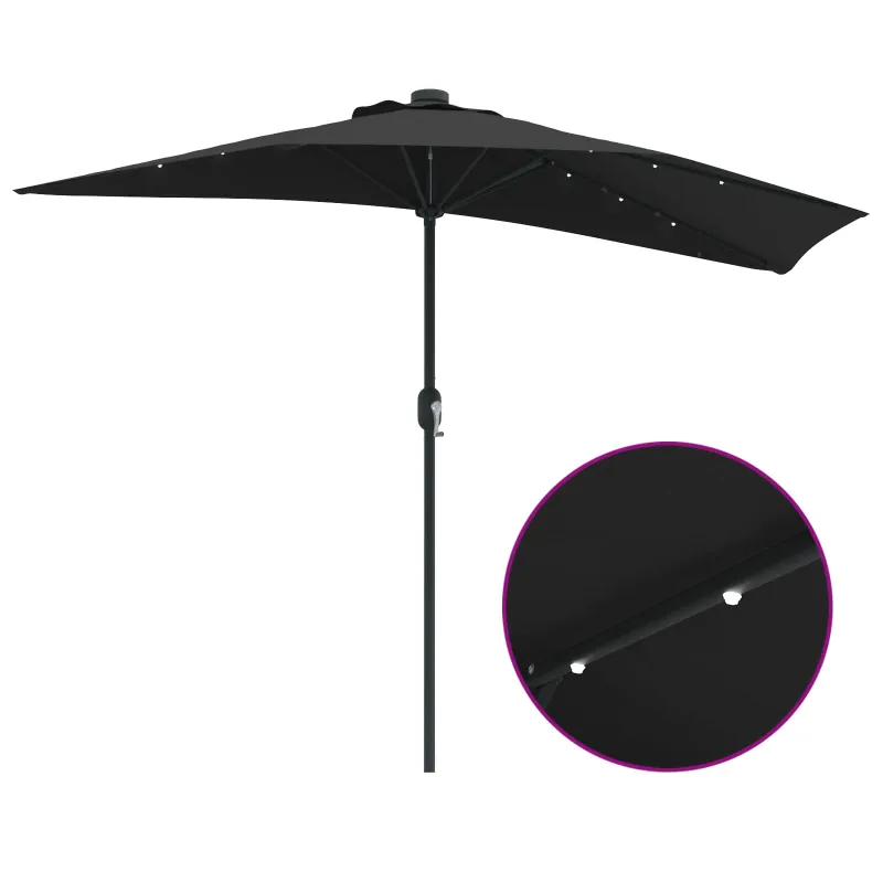 Sodo skėtis Juoda 294 x 150 x 224 cm Poliesteris ir plienas