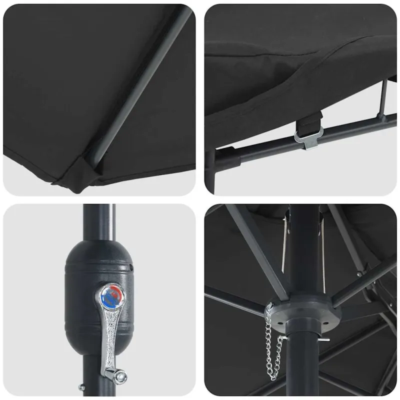 Sodo skėtis Juoda 385 x 209 x 244 cm Poliesteris ir plienas