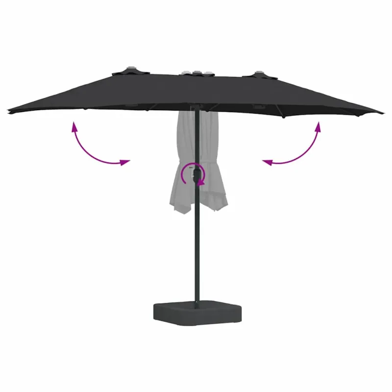 Sodo skėtis Juoda 385 x 209 x 244 cm Poliesteris ir plienas